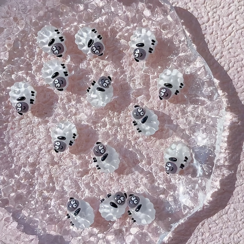 Image of 30pcs Of New Nail Art Additions Featuring Cartoon Sheep, A Trendy Gray 3d Decoration For Nails