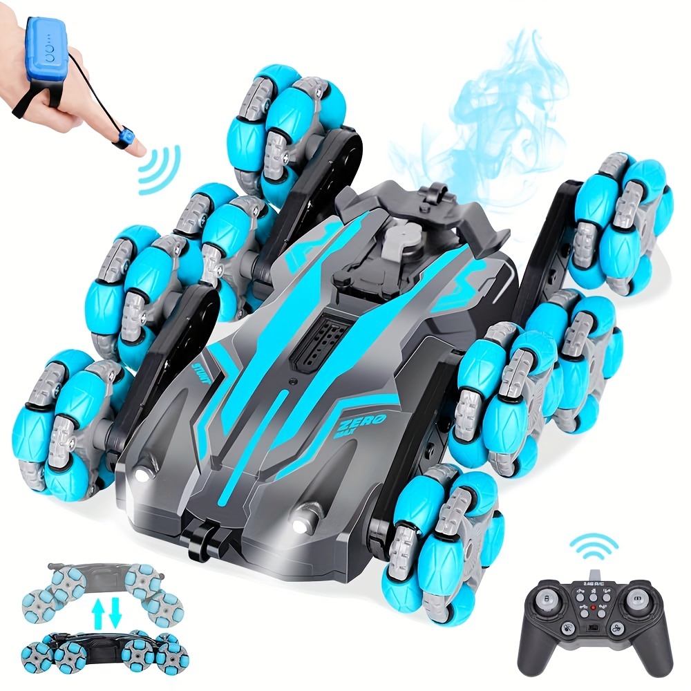 

8wd Infrared Remote Control Car, Gesture Sensing Rc Car 8 Wheels With Spray & Light, Rc For Boy Girl, 2 Rechargeable Batteries Christmas Toys Birthday Gifts For Kids 8 9 12