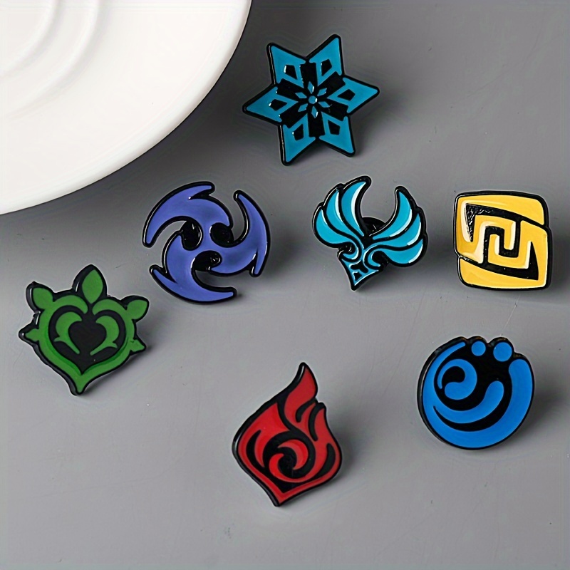 

7 Elements Brooch Anime Cartoon Metal Badge Clothes Bag Accessories For Men, Ideal Choice For Gifts