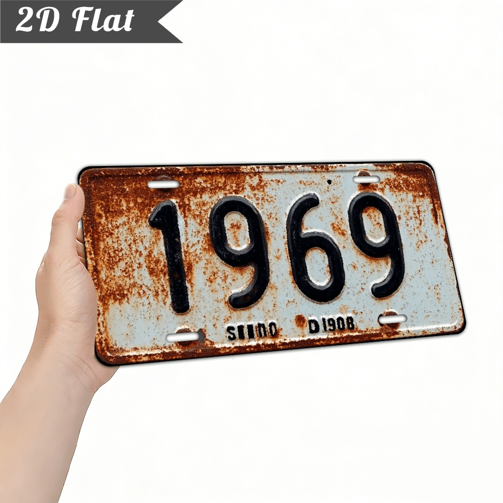 TEMU For Decoration License Plate 2d Flat, 2d Flat, 2d Flat Vintage Metal "1969" Sign 12x6 Inches - Rustic Style Wall Decor, Suitable For Men', Home,