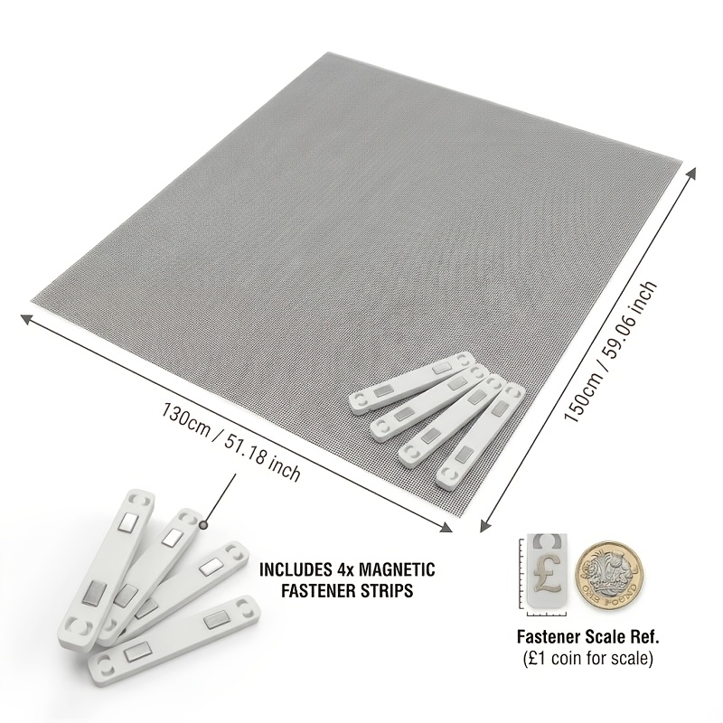 TEMU Portable Magnetic Window Net, No Installation Required, And Insect Protection, Breathable Magnetic Removable And Installable, With Multiple