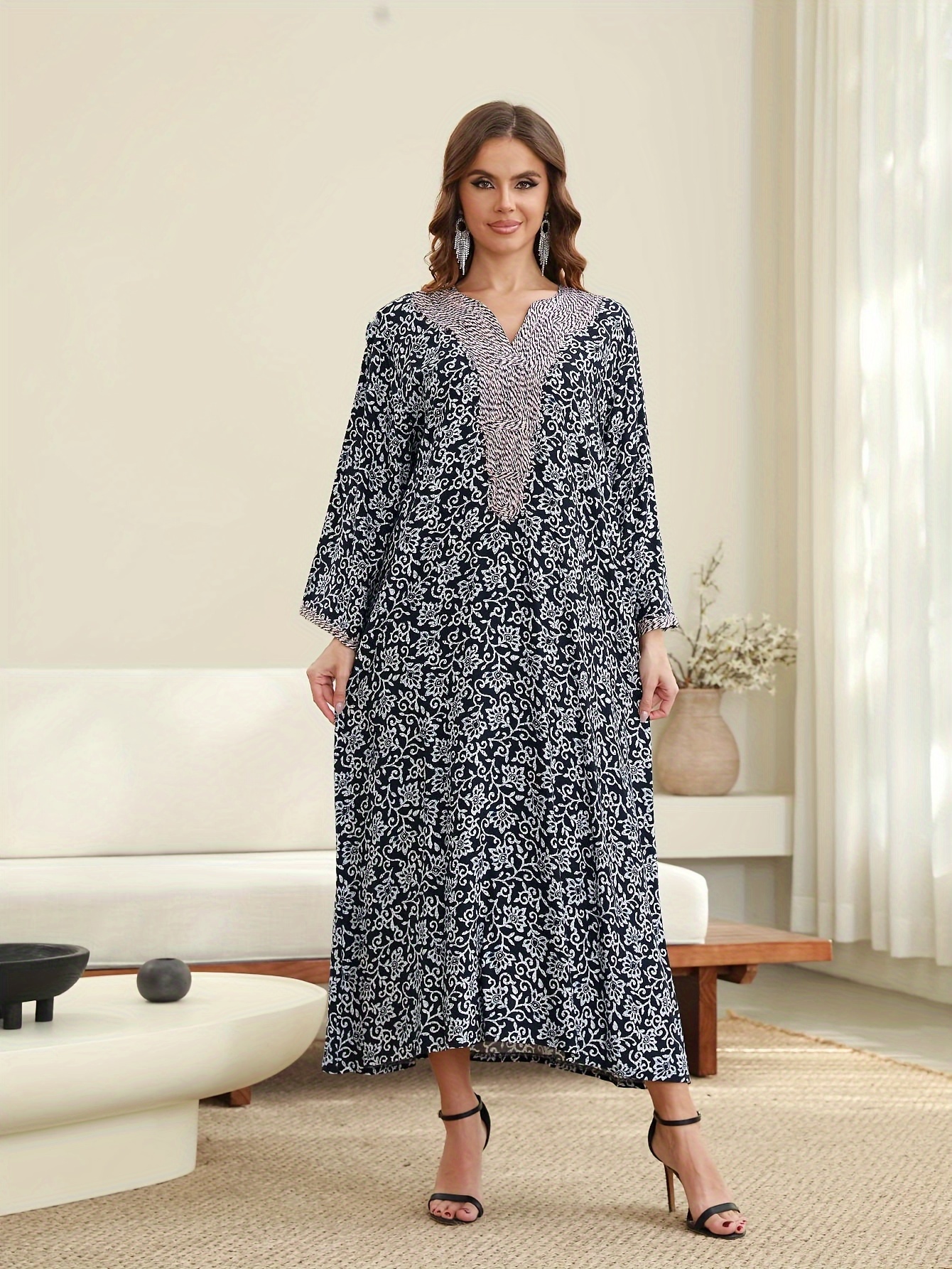 women's middle eastern muslim printed dress - women's clothing - Temu