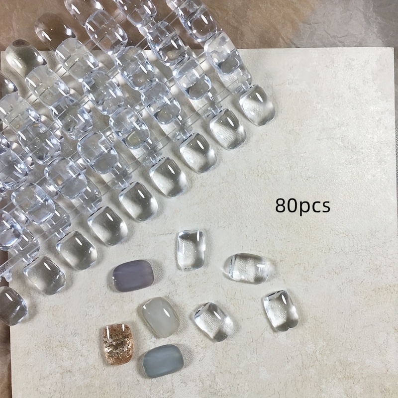 TEMU 80pcs Transparent Candy Shaped Nail Display Chart Flat Solid Nail Beanie Cards Easy Nail Polish Application Nail Polish Tips Tools For Finished