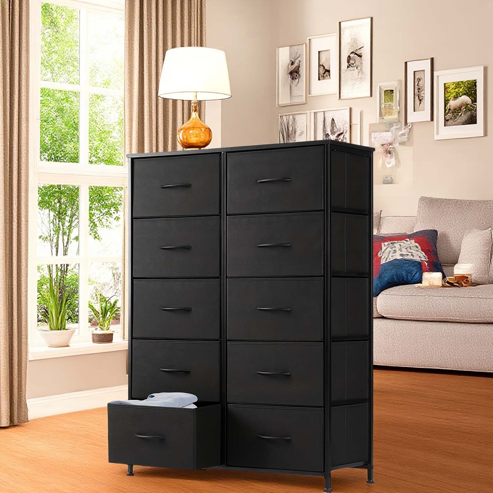 knee length dresses for ladies DWVO Black 6-Drawer Dresser with Black Metal Handles, Anti-Tip Design,   guiltshop.products