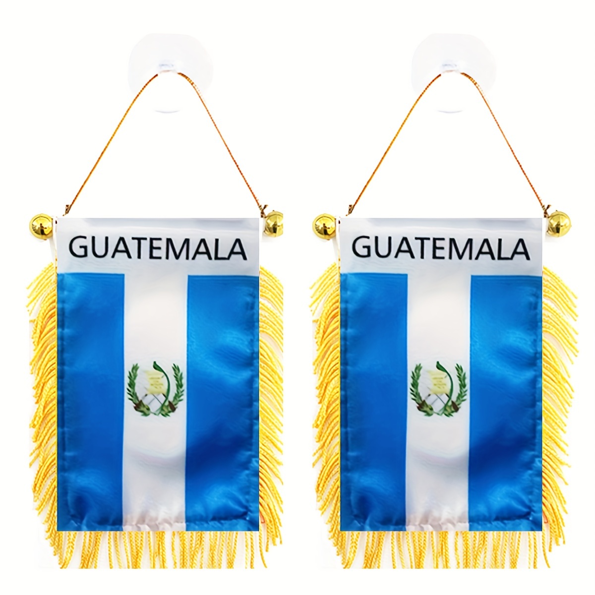 

2pcs, Guatemala Window Hanging Flag, 3x4inch 8x12cm Double Side Mini Flag Banner Car Rearview Mirror Decor Fringed Hanging Flag With Suction Cup