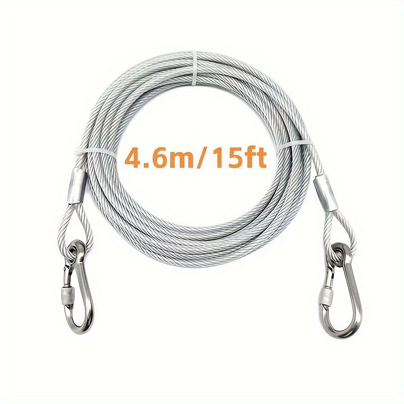 TEMU Stainless Steel Dog Tie-out Cable, Reflective And Rust-proof, For Medium To Large Dogs, Extended Length Options  /4.6m/9m/15m