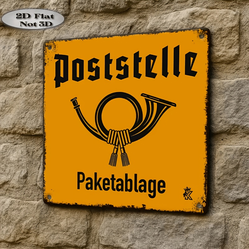 E-shop 2D-Flach, . Vintage Holzschild „Postamt“ – Rustikale Wanddeko für Veranda, Eingangsbereich oder Tor, für den Außenbereich geeignet, perfektes