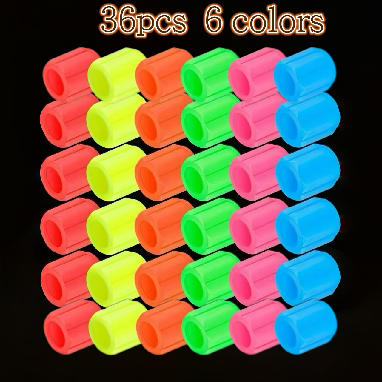 TEMU Confezione da 36 tappi valvola luminosi notturni (sei colori casuali), adatti per decorazione ugello ruota auto/moto/bicicletta, , tappi valvola