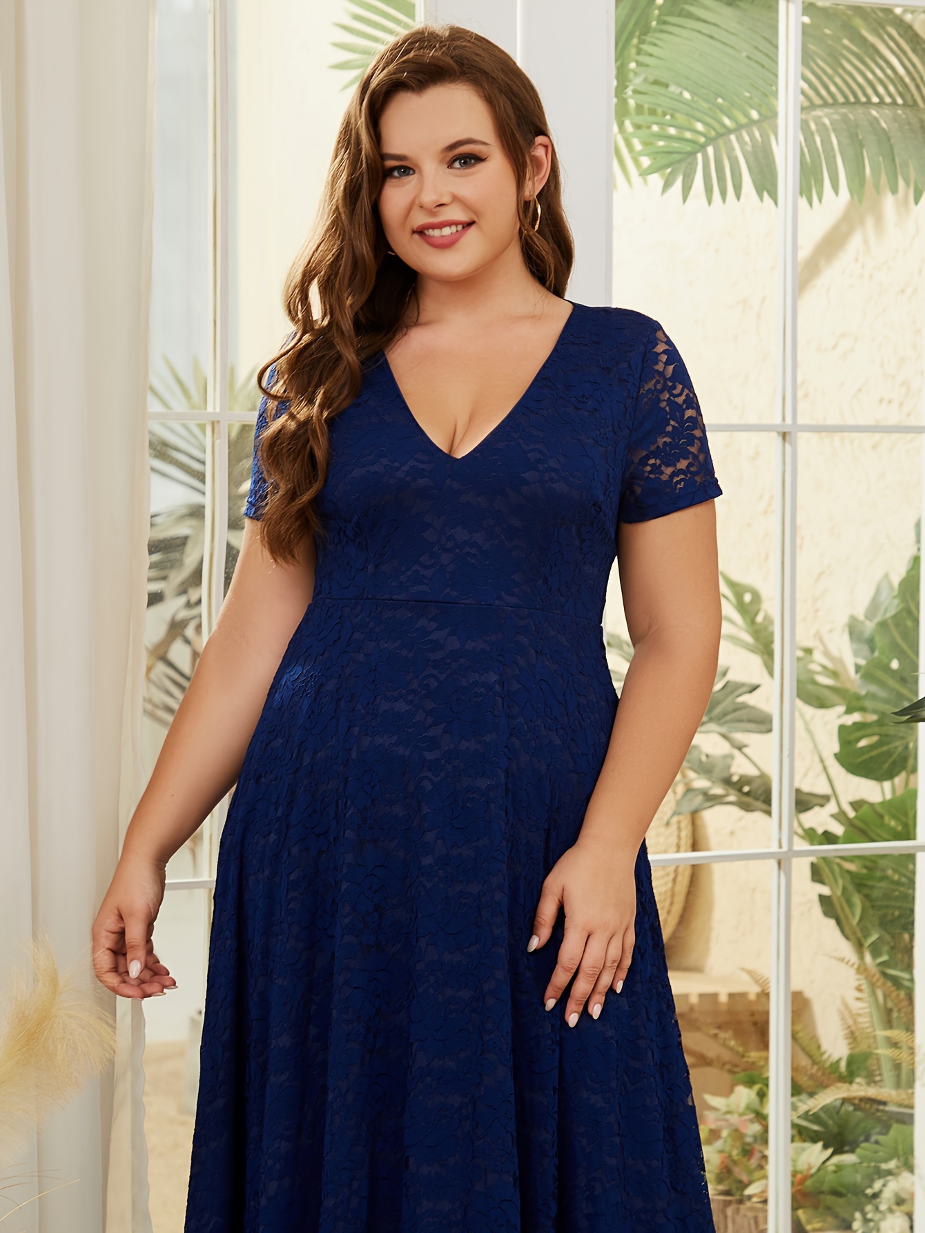 plus size plus size plus size womens lace trim v neck - Temu