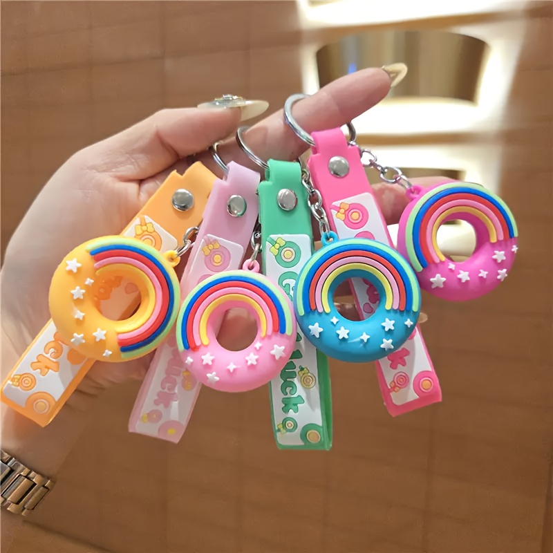 

4-pack Rainbow Donut Keychains, Pvc Good Rings For Classroom , Car Keys & Backpack Pendants, Ideal For Birthday, Wedding, Graduation, Christmas, New Year, Valentine's Day Gifts