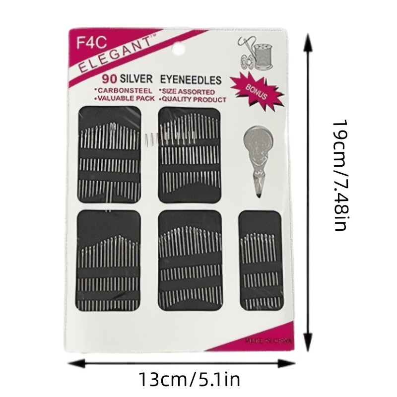 270pcs Needles + 3pcs Threaders / 3 Sets / 180pcs Needles + 2pcs Threaders / 2 Sets / 90pcs Needles + 1pc Threader / 1 Set Heavy Duty Stainless Sewing Needles Set