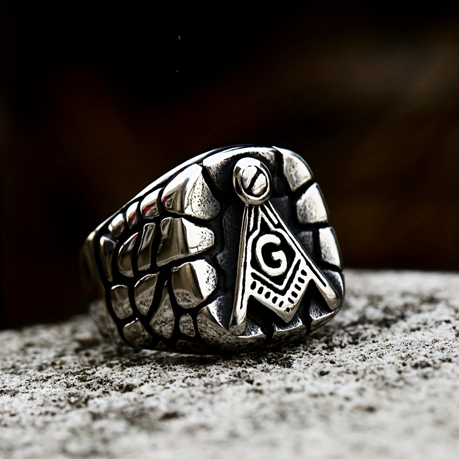 Vintage Masonic Ring for Men Stainless Steel
