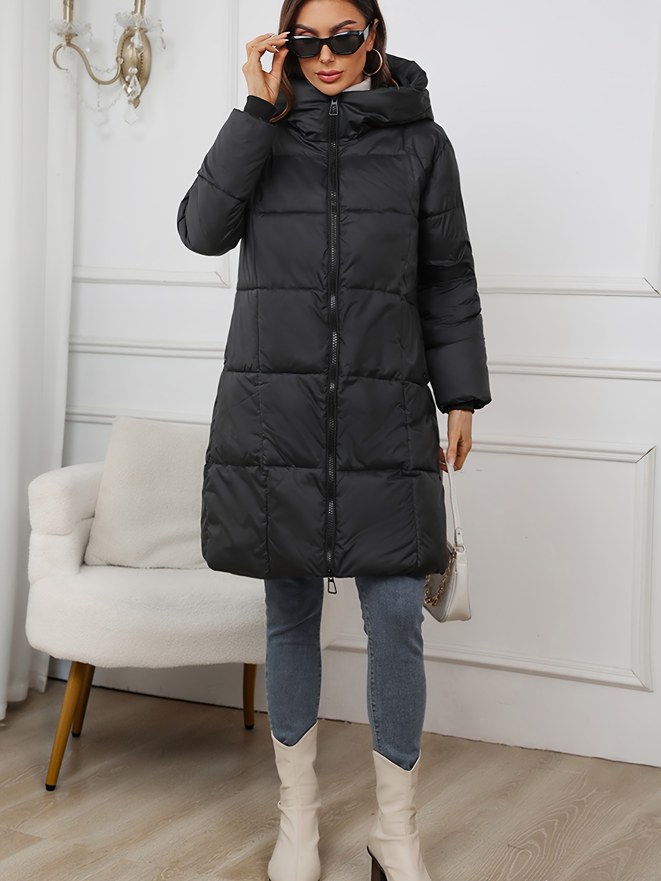 Abrigo Gris Abrigo Negro Casual Abrigo Largo Elegante Mujer Color