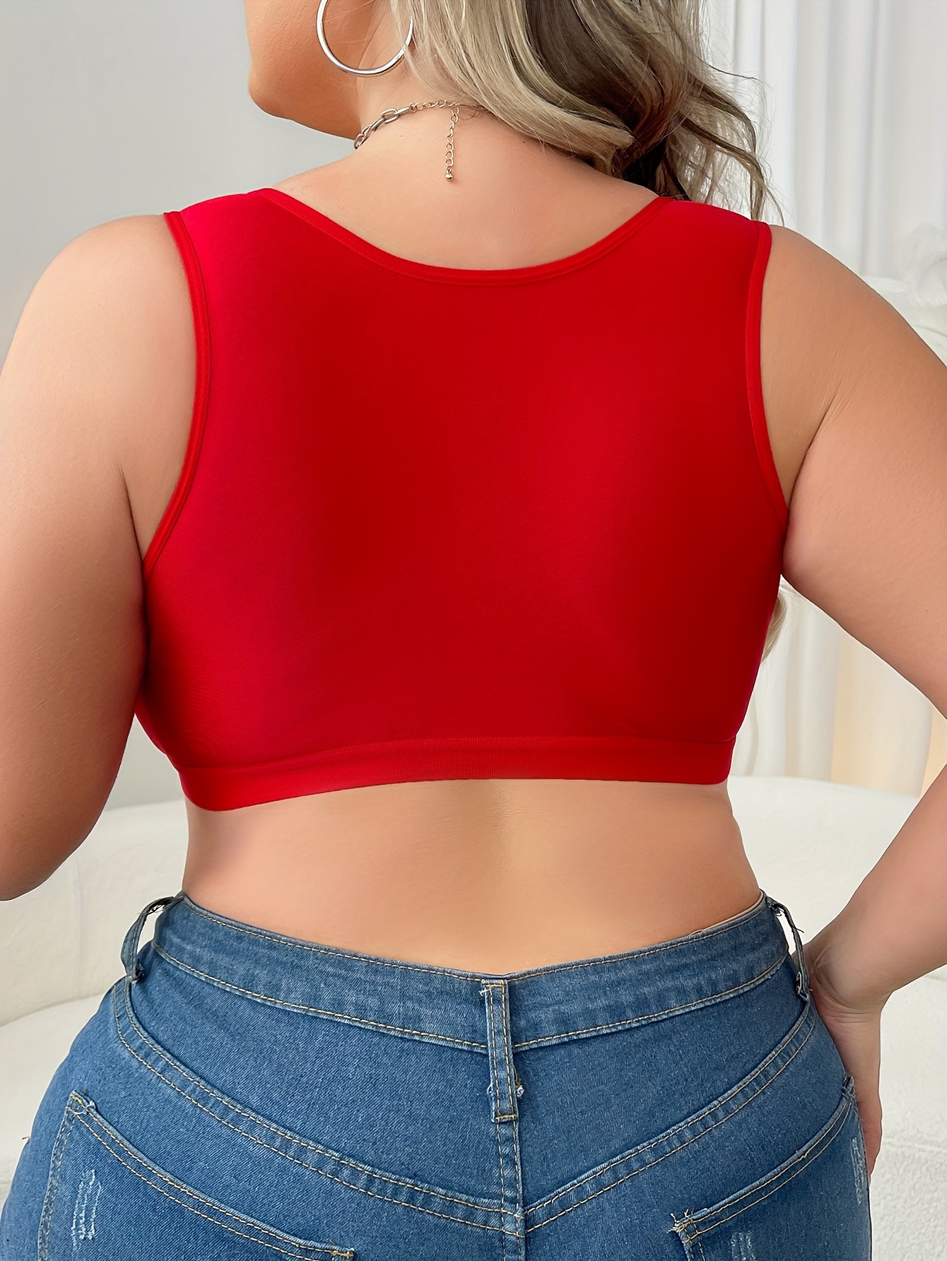 Elegant Plus Size Lace Bra with Front Closure - Comfortable & Breathable, Non-See-Through, Random Print Design