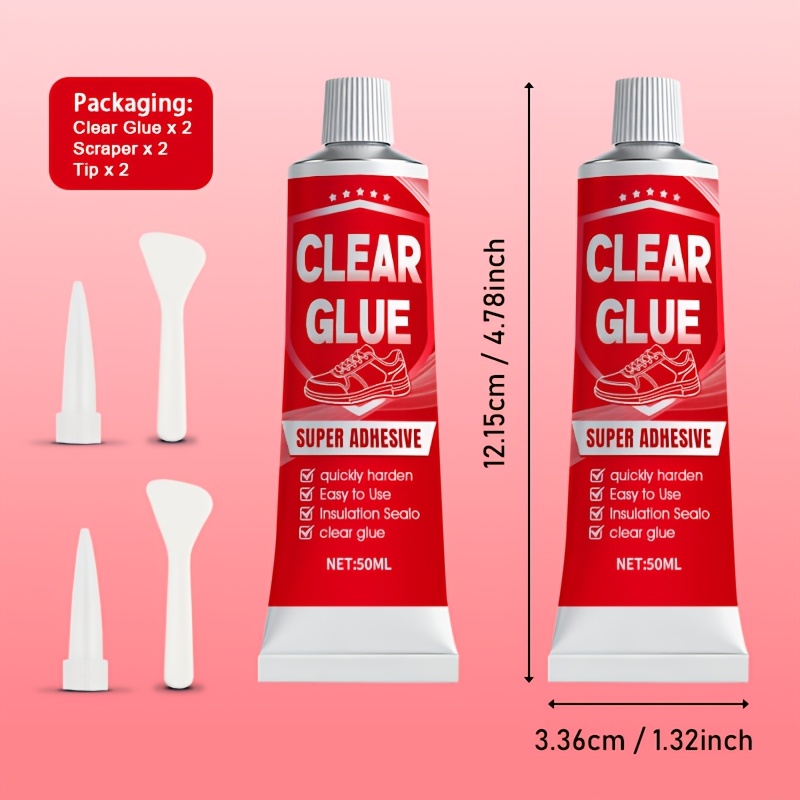 TEMU 2pcs Of Powerful Shoe Repair Adhesive, Large Capacity 50ml*2 Instant Curing And Bonding, Seamless Formula, Strong To Soles Heels, Insoles, And