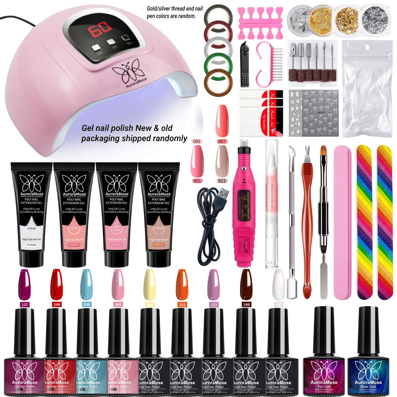 1 conjunto, kit de verniz gel de 9 cores com luz usb, conjunto de manicure para   as   com     coat de verniz gel, unhas perfeitas   art em salão de casa,   para feriados e uso diário,   para mulheres