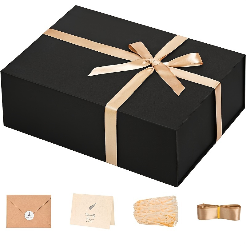 

A Large Gift Box Measuring 13x10x5 Inches, Containing Cards, Ribbons, And Shredded Paper Fillers, Suitable For Christmas, Halloween, Day, Valentine's Day, , Anniversaries, Gifts For , Friends, .