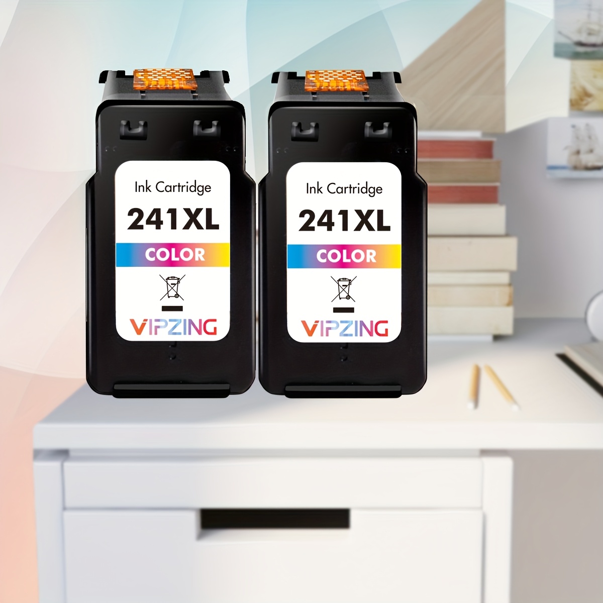 TEMU Vipzing 2pcs Color Compatible Ink Cartridge Replacement For 241 Xl Cl241 Cl- Ink Cartridges To Mg3620 Mg3600 Ts5120 Ts5100 Mg2120 Mg3520 Mx472