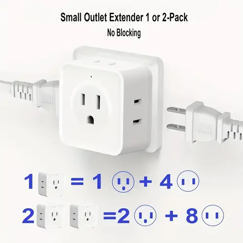 multi plug socket expander 5 outlet wall adapters multi outlet splitter grounded wall faucet power plug expander for cruise ship home office dorm essentials 1 2pcs