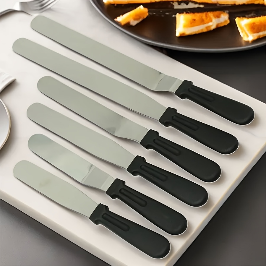 Image of 6pcs Cake Spatulas, 6/8/10 Inches, Angled , Dividing And Transferring, Coating Smoothing, Butter Frosting Cheese Jam Bread Dough Pastries Desserts, Baking Decorating Tools Kitchen Gadgets