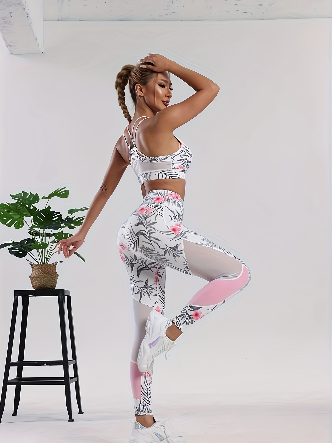 tropical print women s yoga outfit high waisted gym leggings Temu