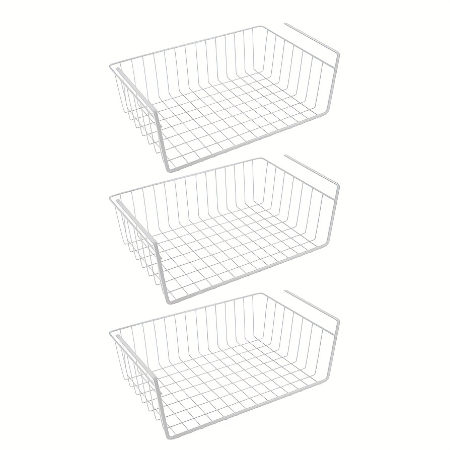 TEMU Set di 3 organizer per cesti sospesi in metallo country | Senza trapano, telaio in ferro con cesto sospeso inferiore per armadietti da cucina,