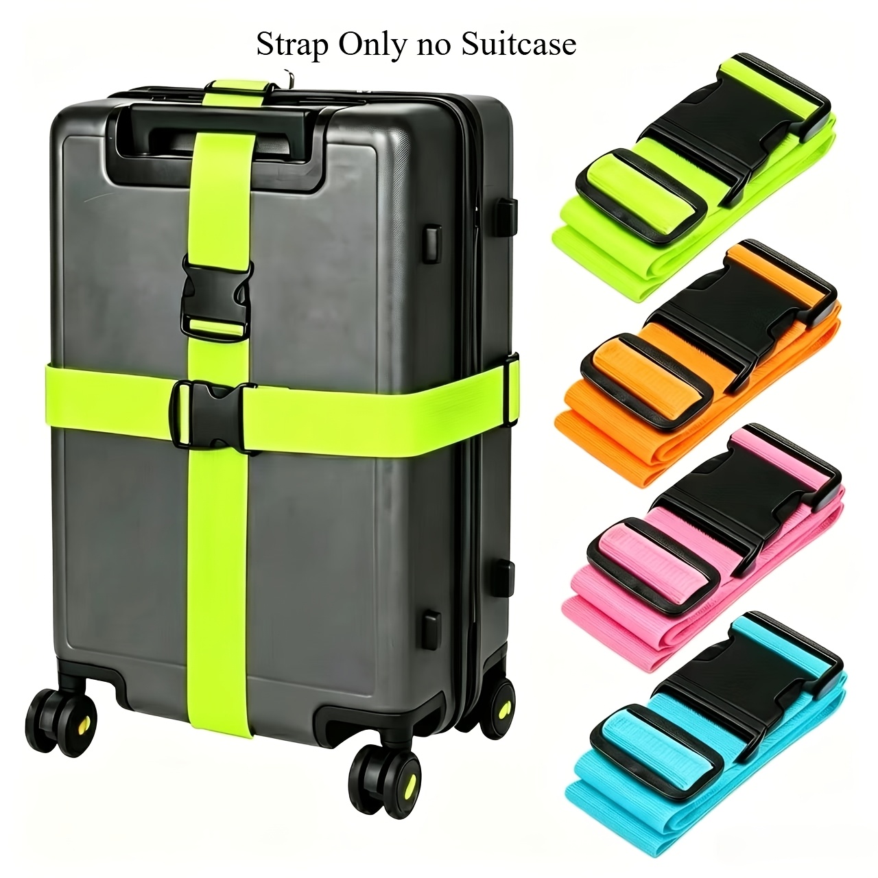 TEMU 4-pack Luggage Straps, Durable Polyester, Anti-theft, Anti-slip, Adjustable Travel Luggage Straps With Removable Id Window, Sports, Casual,