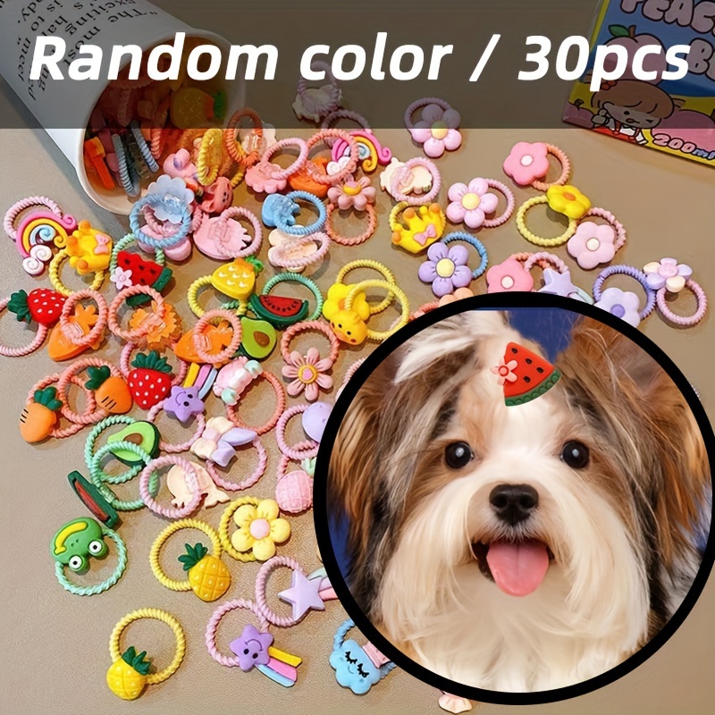 

30pcs Random Color Cute And Stylish Pet Hair Tie For Small Dogs And Cats, Exquisite Pet Hair Decorations For Grooming And Fashion, Dog Hair Decoration, Charming Accessory For Dogs