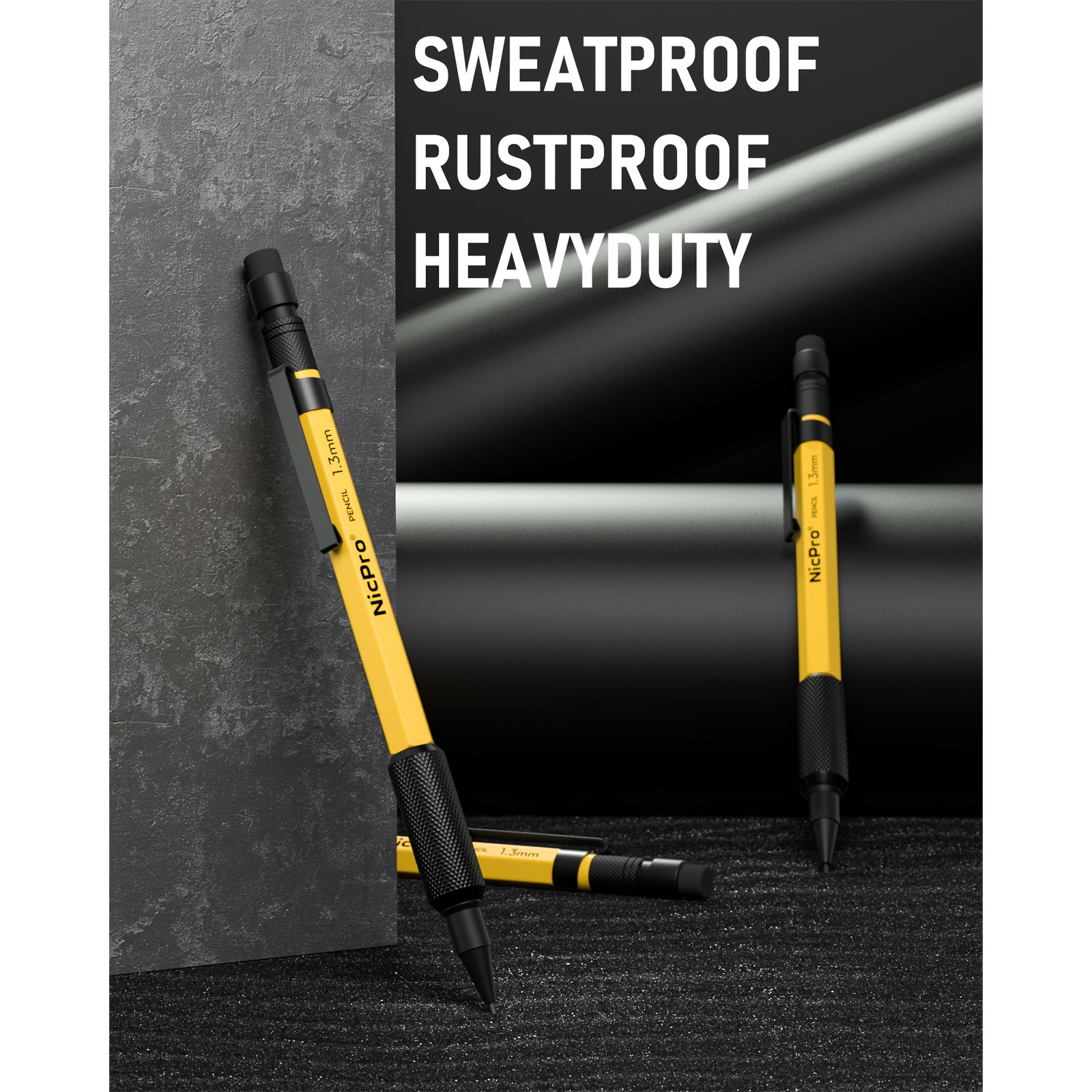 3pcs 1.3mm Mechanical Pencil Set with 36 Lead Refills