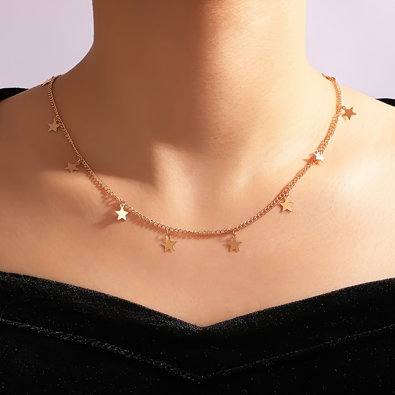 TEMU 1 pièce Collier pendentif à frange à branches simple et élégant avec fine chaîne en métal, chaîne de clavicule. Convient pour des femmes, les