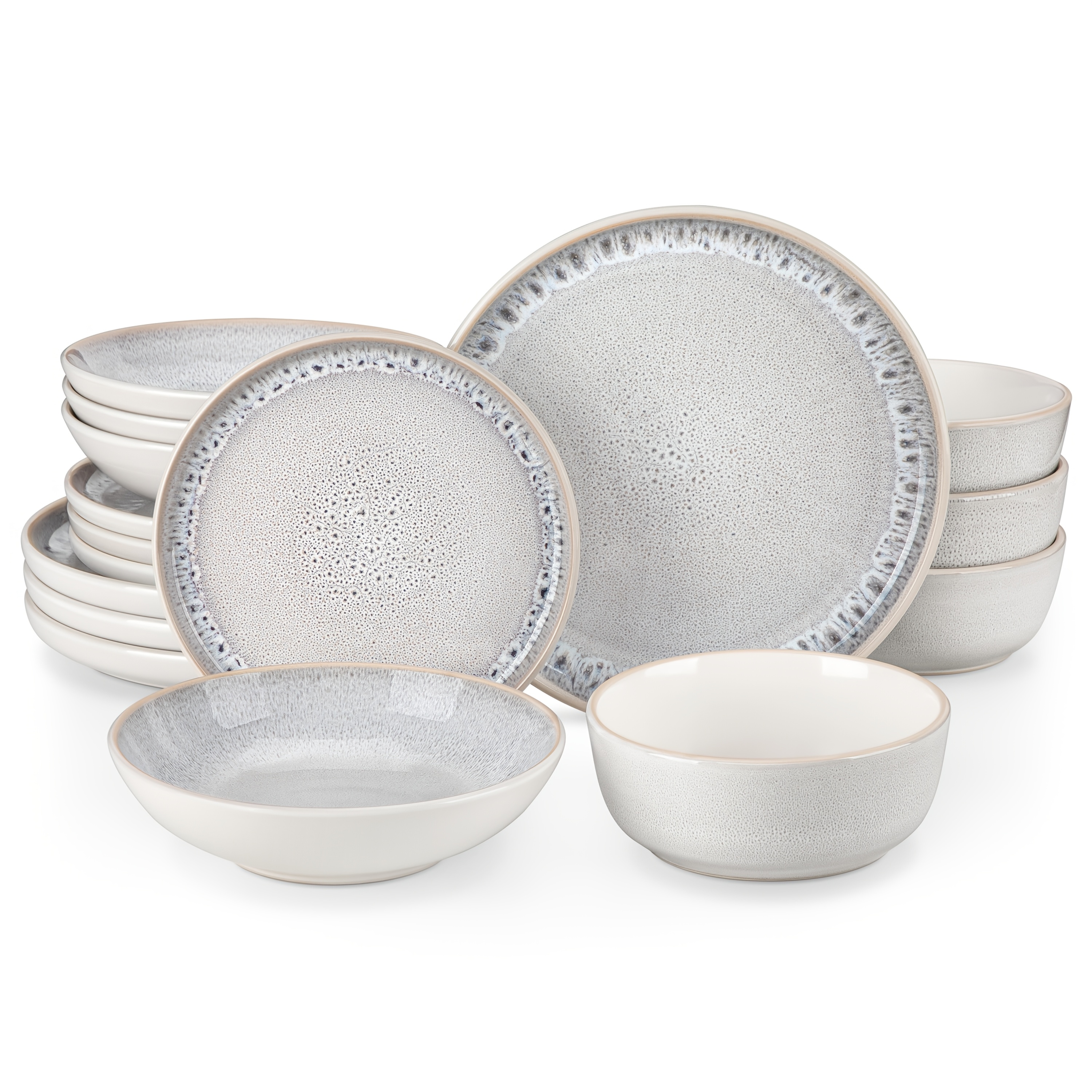 16pcs Dinnerware Set Kiln- Glaze Dinner Set Stoneware Plate Set Dinner Plate Dessert Plate Cereal Bowl Service For 4