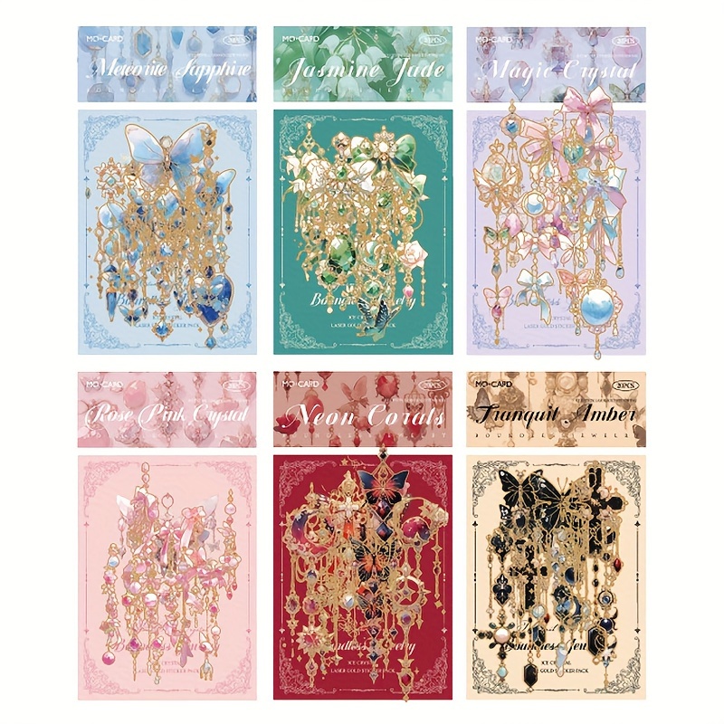 

120 Sheets (6 Pack) Crystal Jewelry Flower Series Scrapbook Journal Decorative Border Material Sticker Card Stickers(20 Sheets/pack)