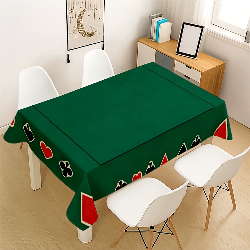TEMU Tovaglia 1 pz Morbida, Elegante e Bella Verde Scuro con Bordi a Motivo di Carte da Gioco, Lavabile in Lavatrice da Pulire, per Tavoli da / da