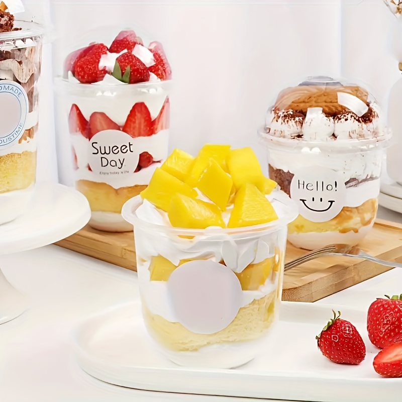 50pcs 16oz 12oz 9oz 250ml clear plastic cups dome lids - Temu