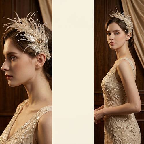 vintage elegant feather hair band bridal photography prop for wedding daily wear party travel photos exquisite headpiece