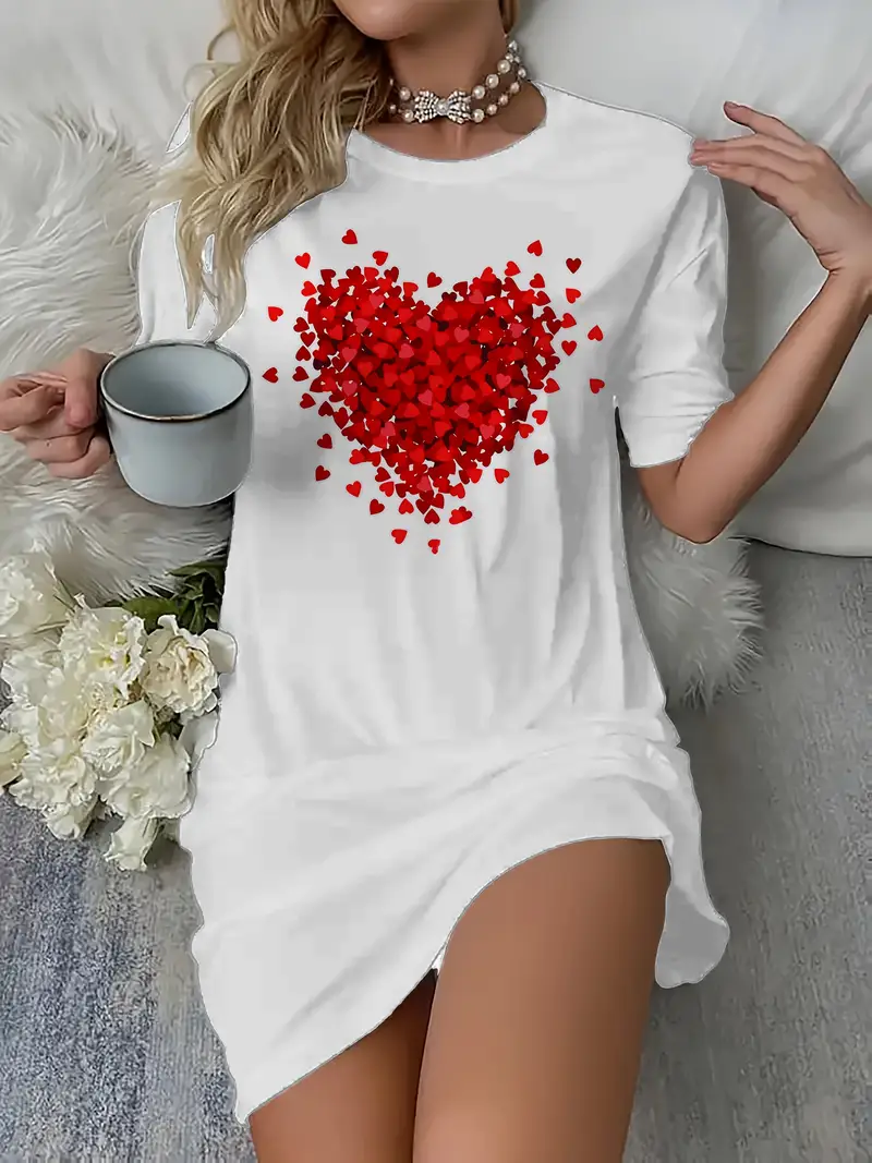 heart print shirt dress Buy Women White Heart Print A-line Longline Shirt Dress Online at Best Price