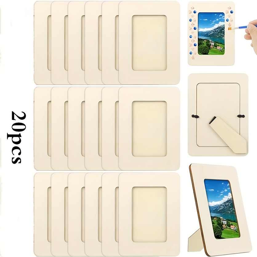 

20-pack Contemporary Wooden Photo Frames 5x7 - Horizontal Tabletop Display, Oblong Shape, Unfinished Wood Craft Picture Frame For Diy Projects