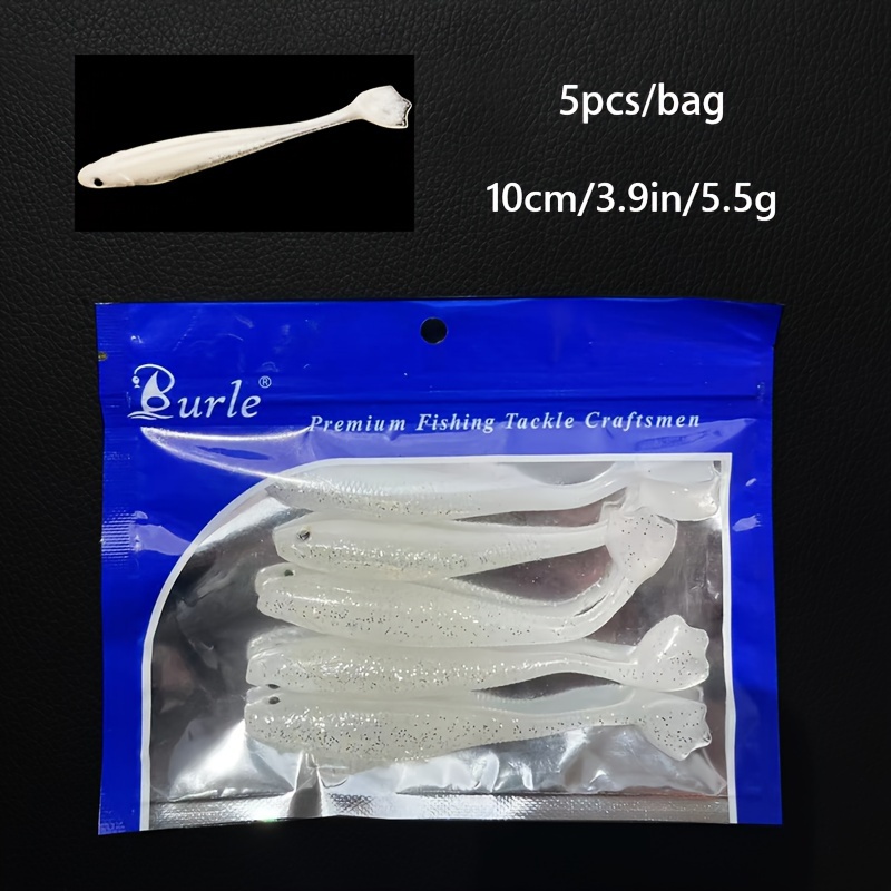 E-shop 5er-Pack Köder Weichköder 10cm/3.9In/5.5G Entenfuß T-Schwanz PVC Fischköder Salzwasser Süßwasser Köder