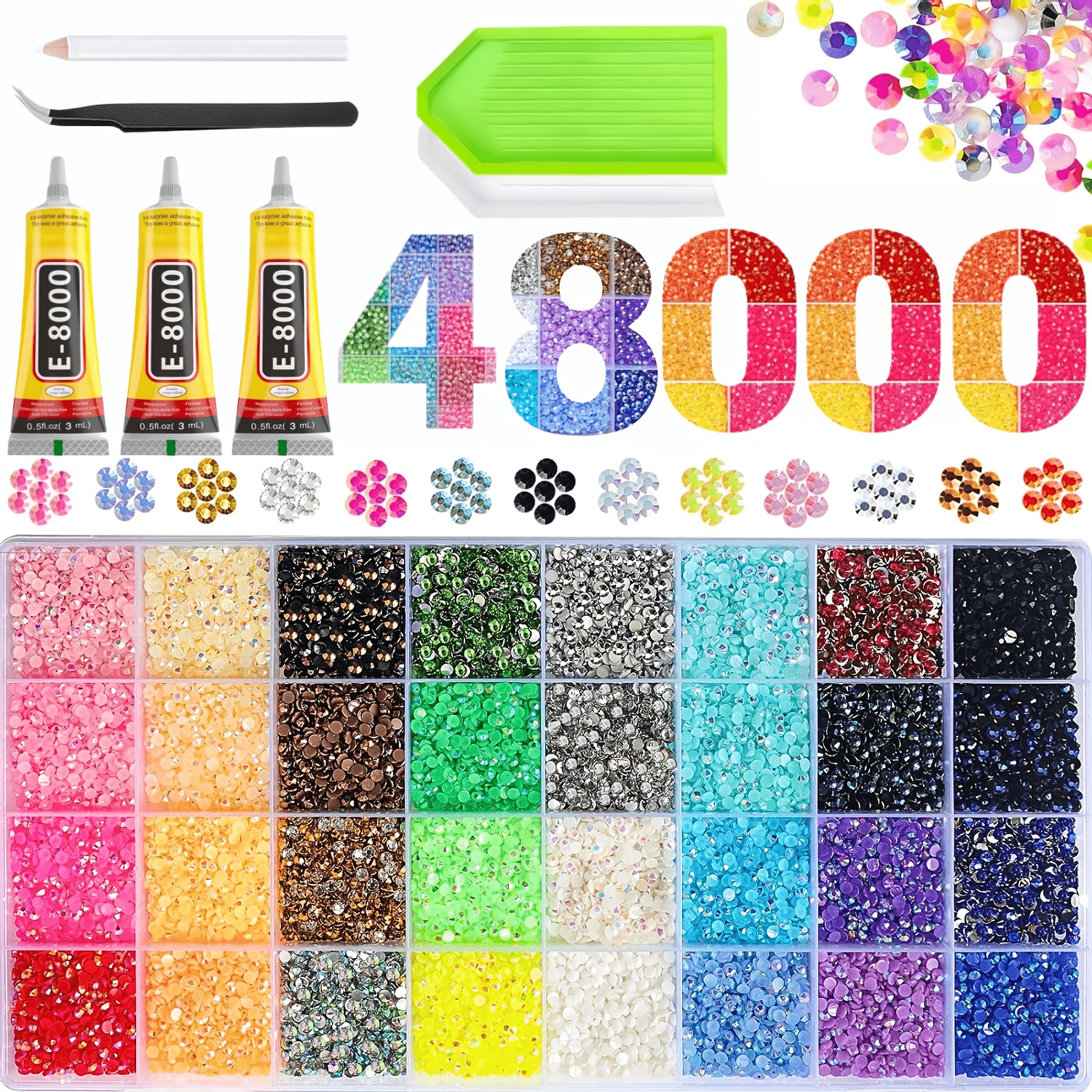 32 grid 48 000pcs shiny resin   jewelry 4mm flat   gemstone craft    