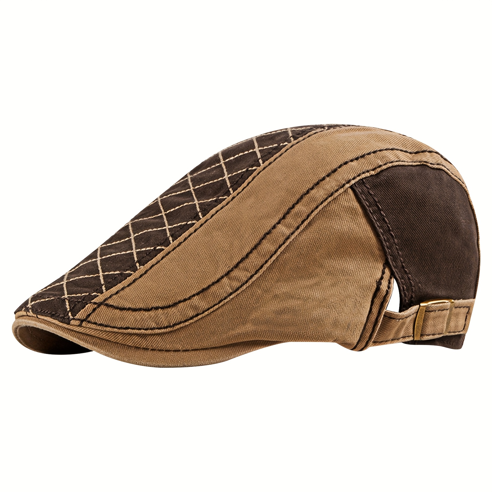 Retro Argyle Newsboy Cap: Men's British Style Casual Duckbill Hat - Adjustable Outdoor Versatile Beret Driving Cap