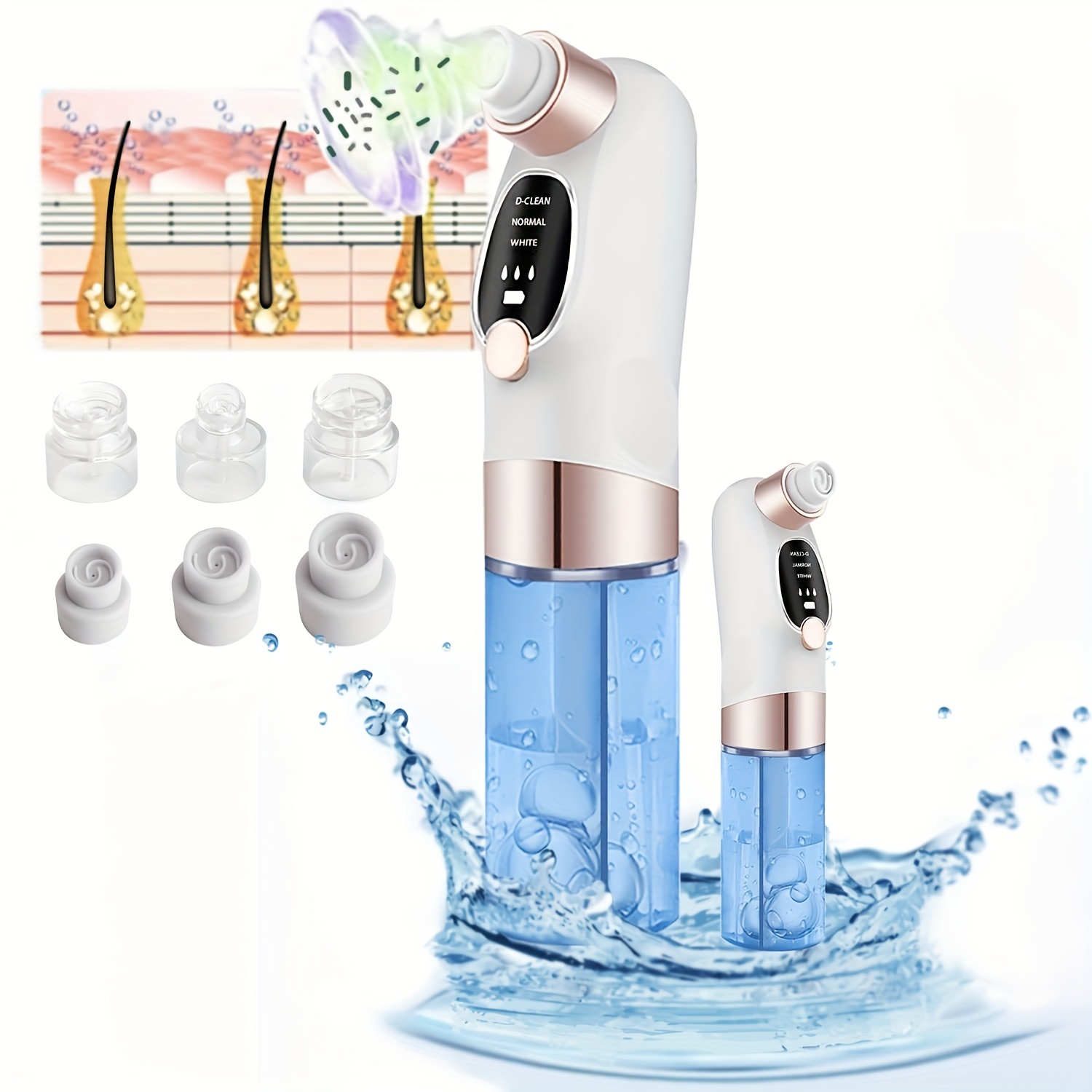 

Blackhead Remover Pore Vacuum, Water Circulation Pore Vacuum Cleaner Extractor Tools With 6 Suction Heads, 3 Gears Adjustable Beauty Device For Men And Women