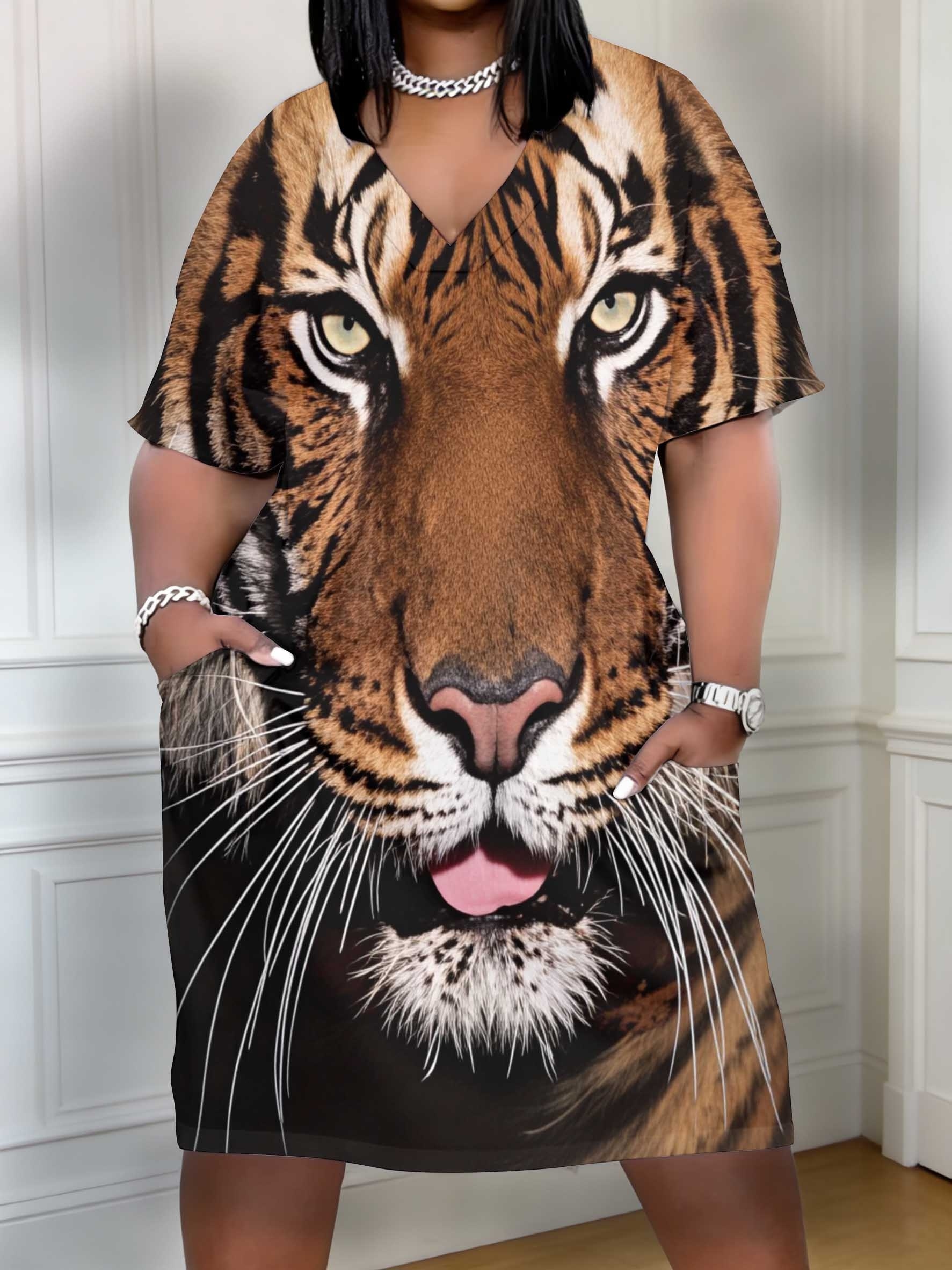 tiger print dress for ladies sold on Temu United States classy leopard print dress