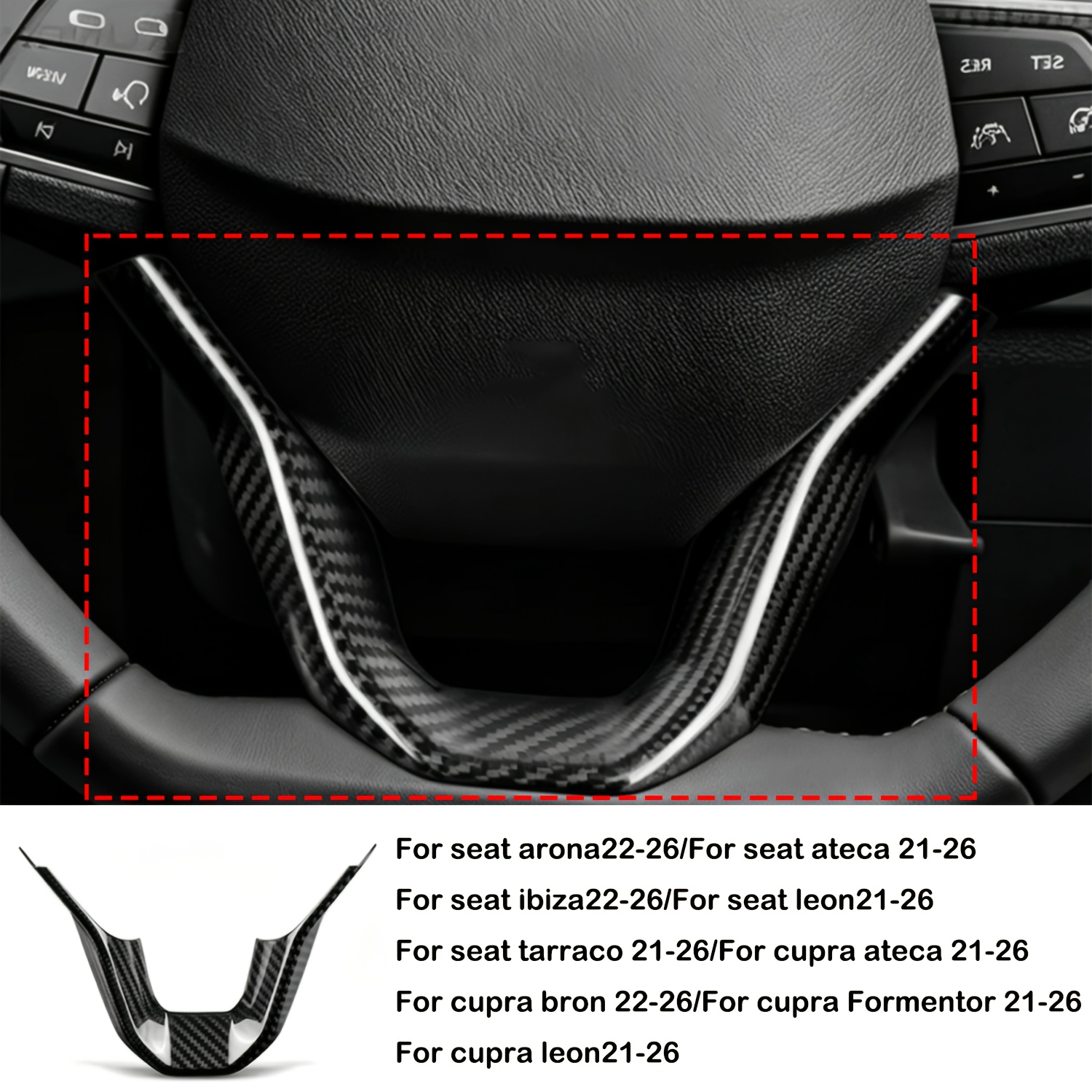TEMU Car Steering Wheel Lower Frame Trim, Rose Golden Decor Cover, Abs Carbon Fiber Pattern Interior Decoration Accessories, For //-for