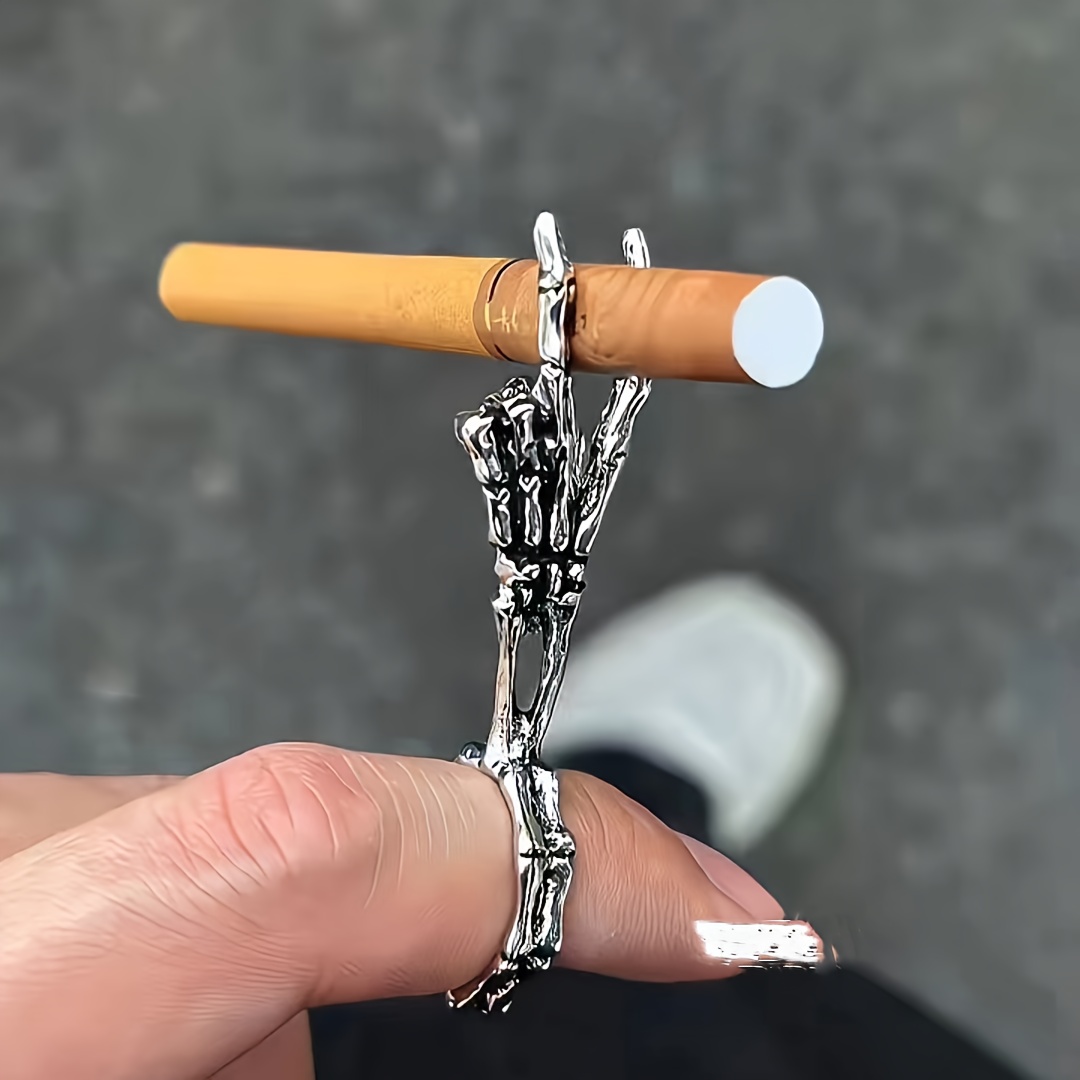 Vintage Skull Hand Clip Cigarette Ring, Anti-Yellowing Finger Clip *  Fashionable *'s Cigarette Ring