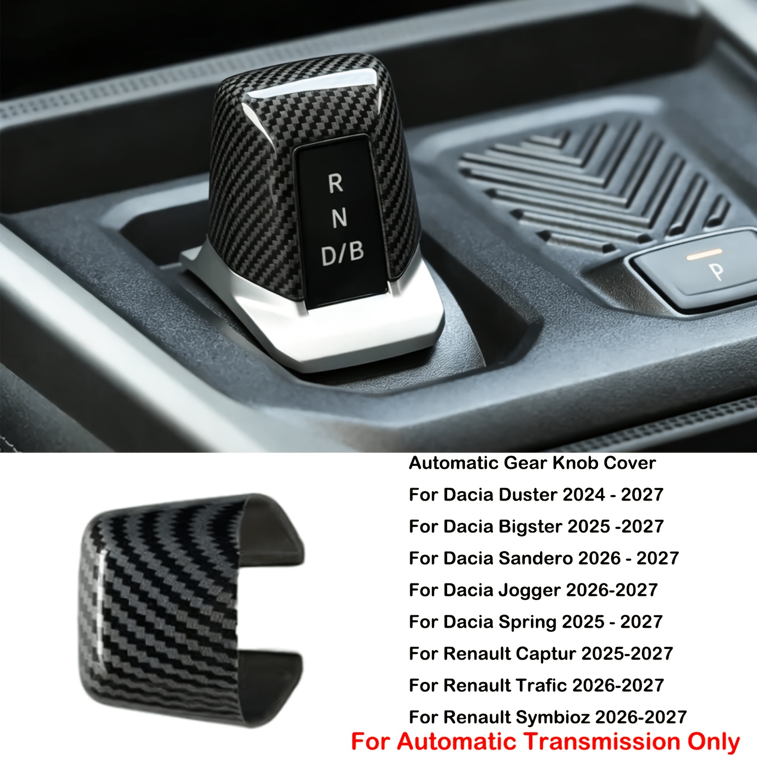 TEMU Carbon Fiber Pattern Gear Shift Knob Trim Cover (automatic Transmission Only), For Duster 2024-2027, For /spring 2025-2027, For /jogger
