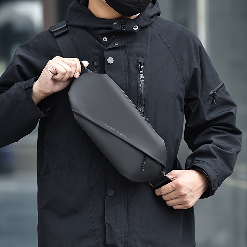 mens chest bag and waist bag mens crossbody bag shoulder bag handbag wallet card bag fashionable and trendy bag textured commuting bag suitable for business trips and commuting details 7