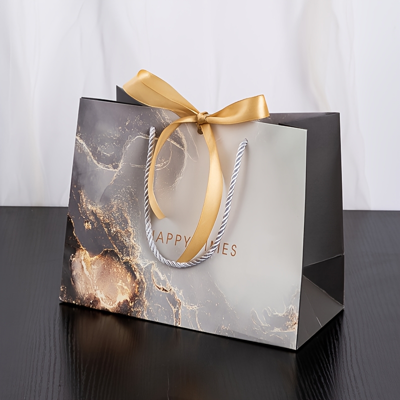 TEMU à Motif Marbre Doré pour Elle/Lui, Décoration de Fête d'Anniversaire, Sac d'Emballage Cadeau, Sac Fourre-tout pour Cadeaux de Mariage, pour