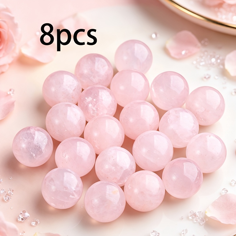 TEMU 8pcs Quartz Synthetic Artificial Crystal Beads, Polished Protein Synthetic Artificial Crystal Spheres, Accessories, Gift For Yoga Decoration And
