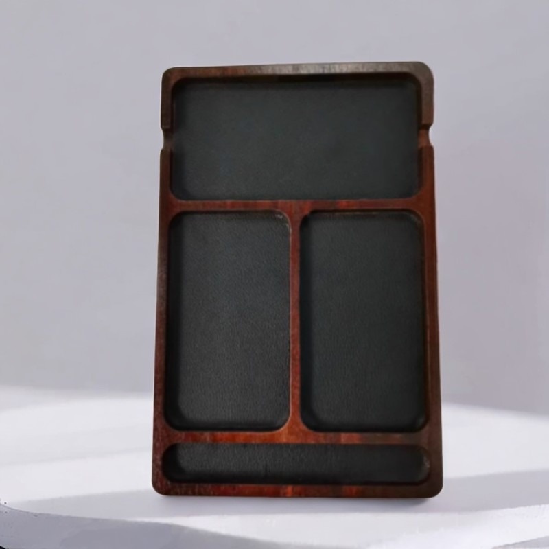 Organizzatore da Scrivania in Legno | Scatola di Archiviazione Ufficio Multiscomparto con Funzionalità di Ricarica | Finitura Elegante in Legno Scuro | Ideale per Telefoni, Smartwatch, Occhiali e Portafogli | Supporto Elegante per Accessori Casa e Ufficio, Materiale d&#39;Ufficio e Accessori
