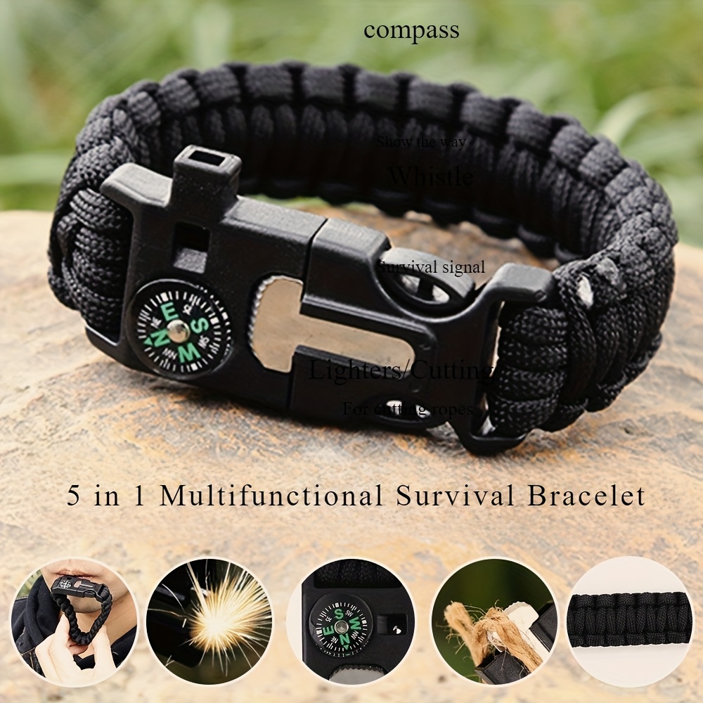 outdoor survival bracelet snap hook compass Temu Denmark